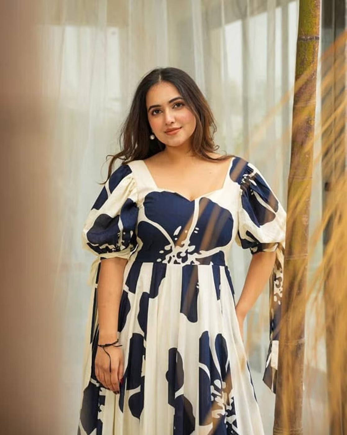 Women Floral Print Anarkali Gown Dress