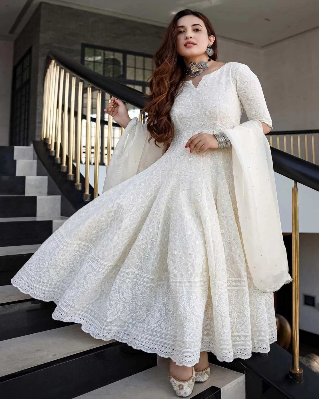 ANUSHANSA Women Embroidered Anarkali Kurta