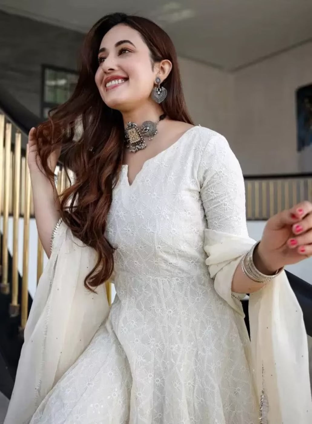 ANUSHANSA Women Embroidered Anarkali Kurta