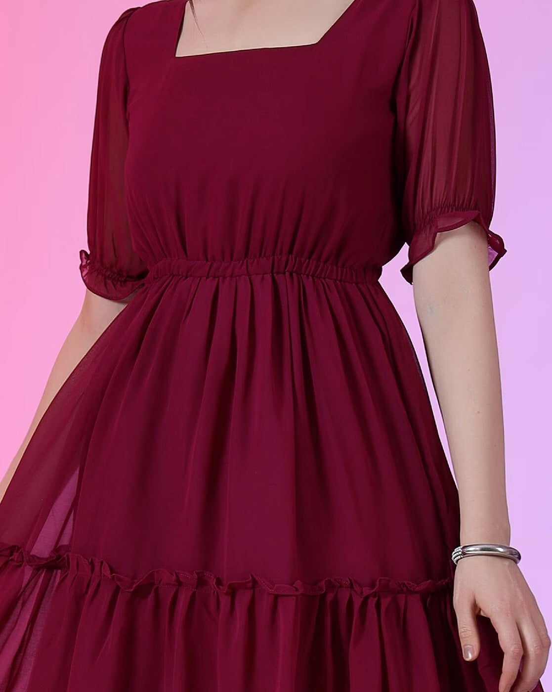 RAIYANI Women Square-Neck Flared Kurta