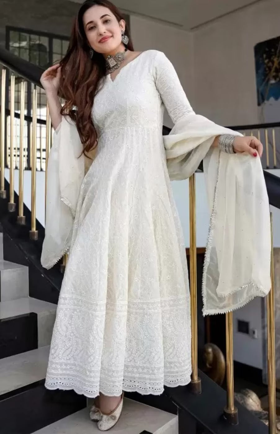 ANUSHANSA Women Embroidered Anarkali Kurta