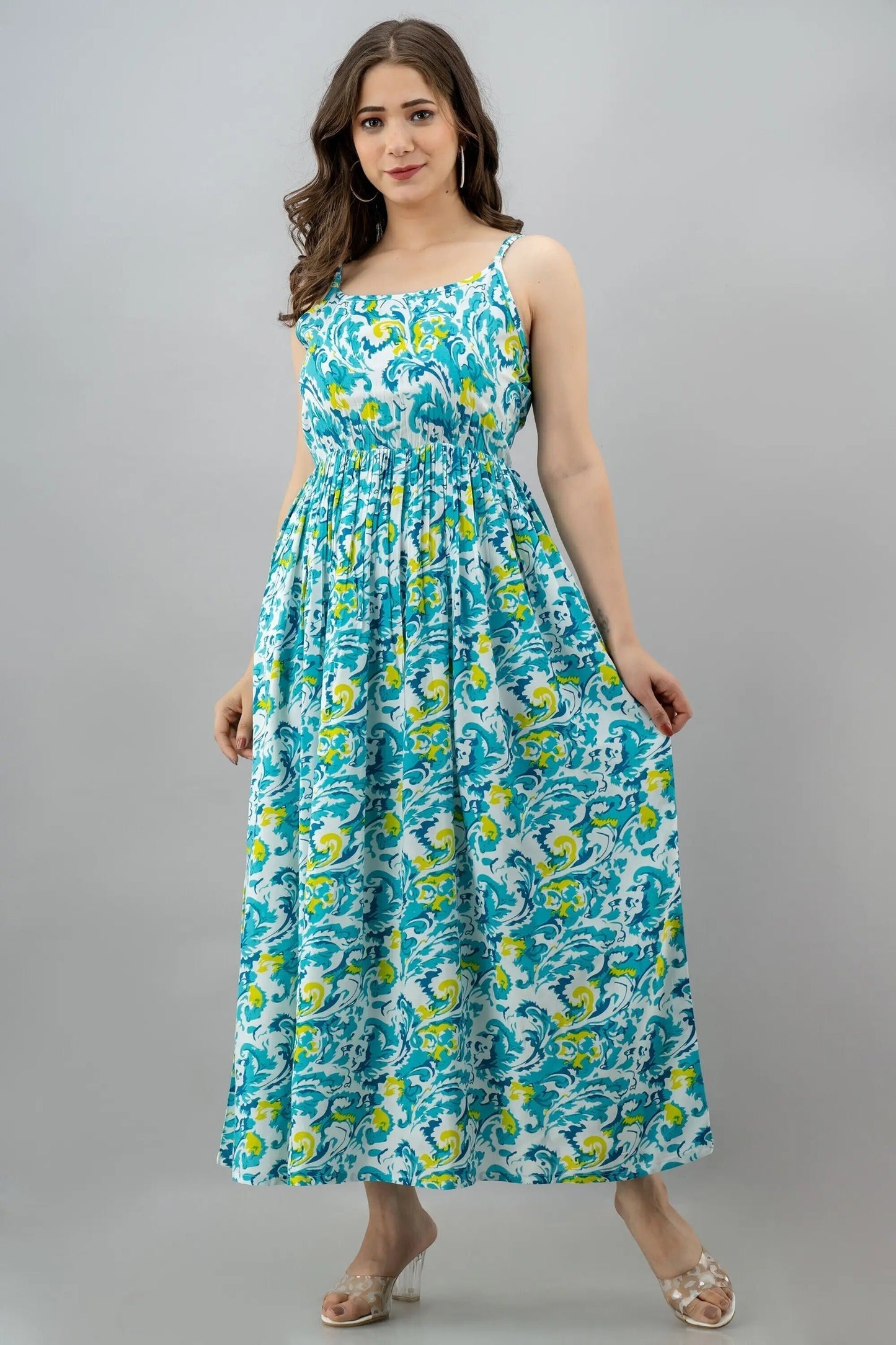 TRENDSWILL Viscose Rayon Printed Ankle Length Women's Gown - Blue ( Pack of 1 )