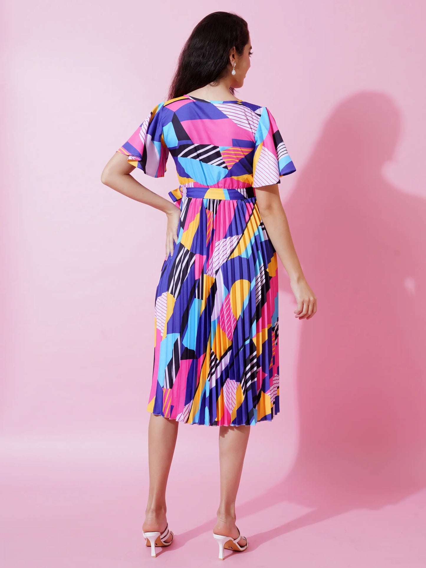 ZWERLON Polyester Printed Midi Women's Fit & Flare Dress - Blue ( Pack of 1 )